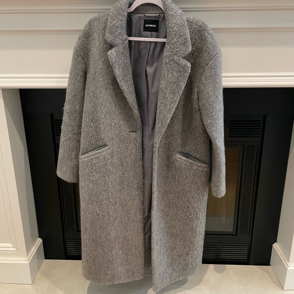 Express Gray Long Wool Coat